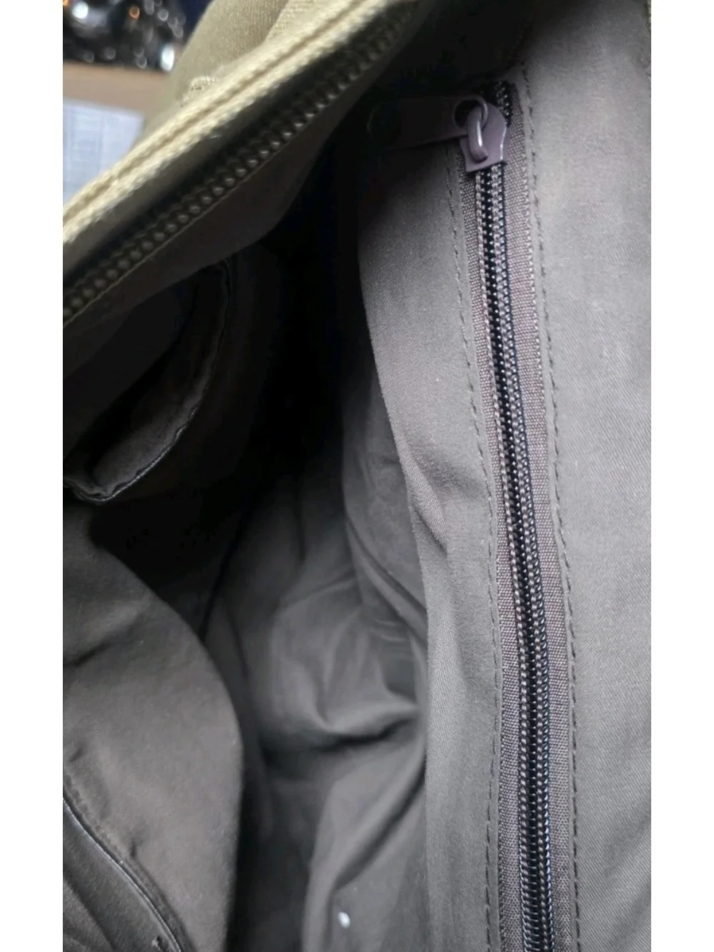 Canvas Messenger Bag in Olive Green with Front Zip